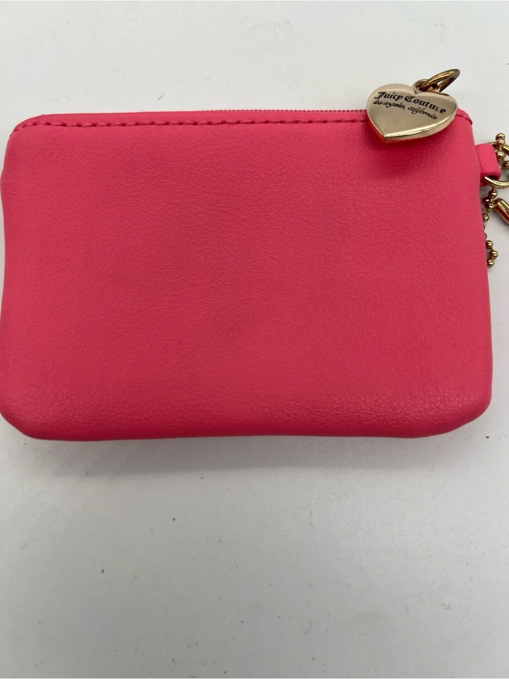 Juicy Couture Hot Pink Coin Pouch with Gold Heart Charm